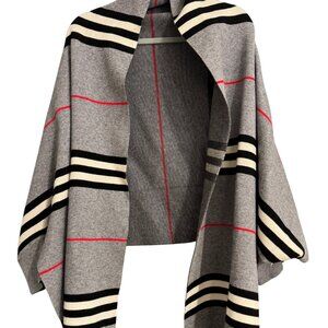 Designer Inspired Grey Striped Shrug/Shawl OS
